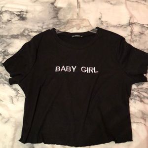 black baby girl crop top shirt .